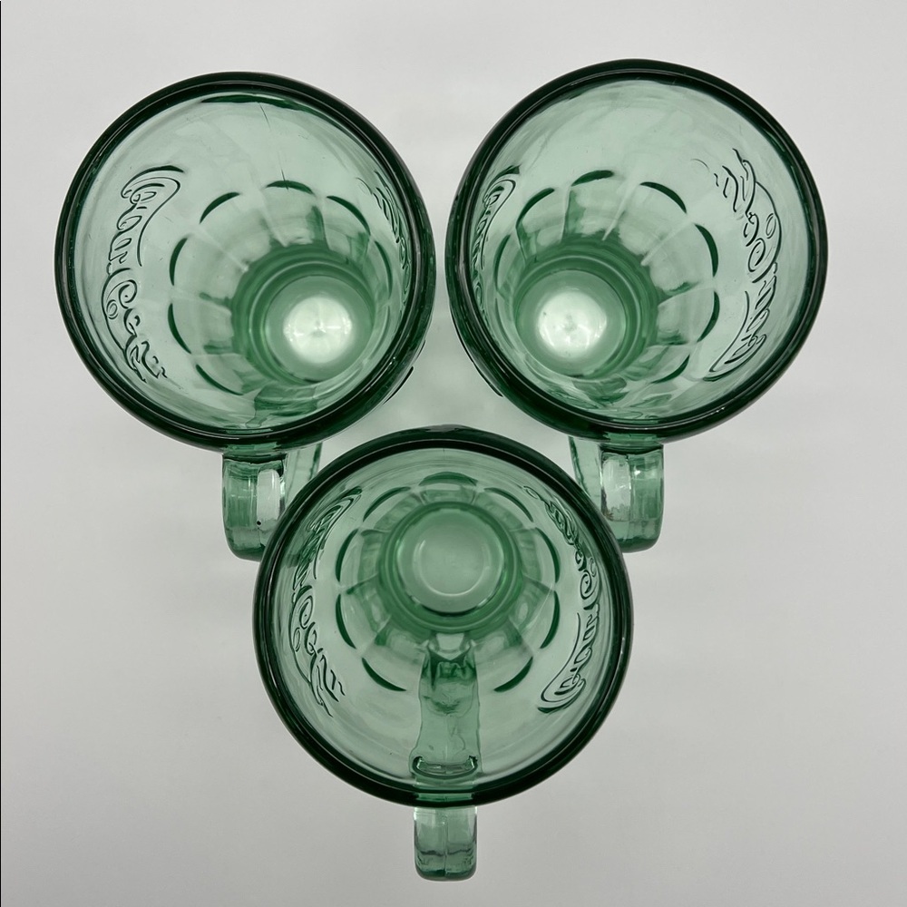 Vintage Green Libbey Coca-Cola Thick Heavy Soda Glass w/ Handle 14 oz (Set of 3) - Picture 7 of 11
